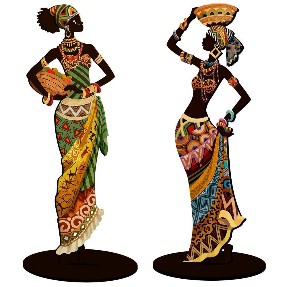 KIT C/2 Enfeites Decorativos Mesa Mulher Africana Negra - Estilo e Identidade para Sua Casa