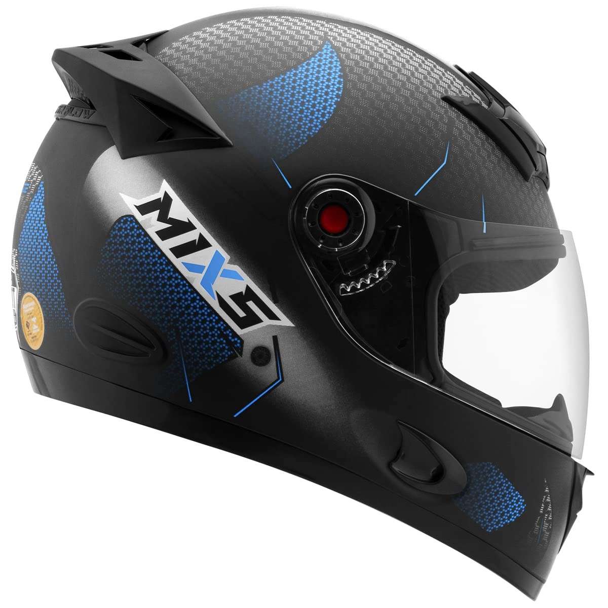 Capacete Fechado Mixs MX5 Blaze Azul Brilhante - Segurança e Estilo para Sua Pilotagem