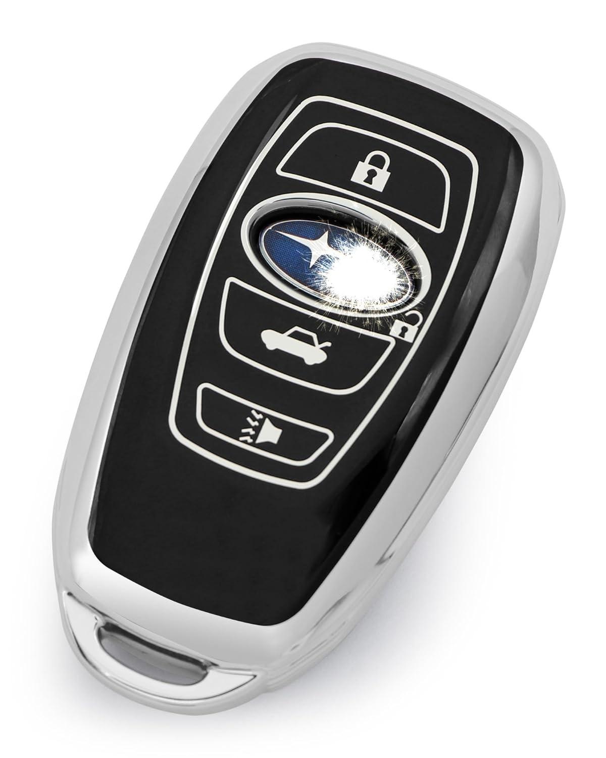 Capa de Chave TPU Macio 4 Botões para Subaru Ascent, BRZ, Crosstrek, Forester, Legacy, Outback, WRX, XV - Proteção Premium Preta