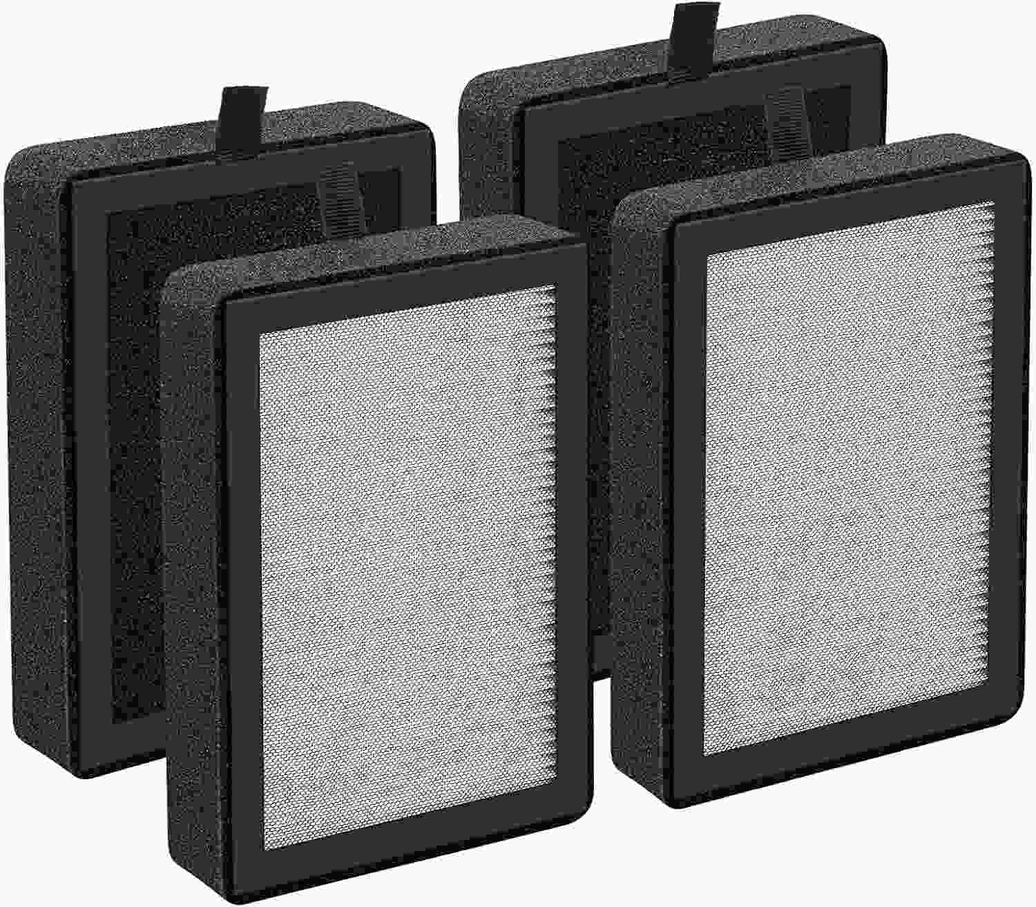 Pacote com 4 filtros de substituição LV-H128 compatíveis com purificadores de ar LEVOIT LV-H128 / PUURVSAS (HM669A) / ROVACS (RV60), HEPA 3 em 1, camada de carbono ativado e pré-filtro