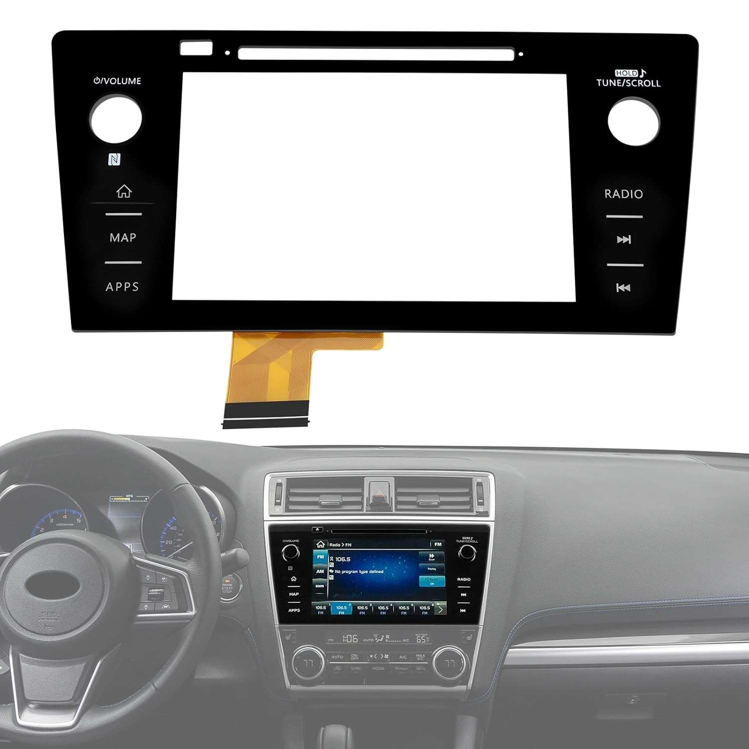 Digitalizador Tela Touch Screen para Subaru Legacy Outback 2018-2019 - Substituição Premium