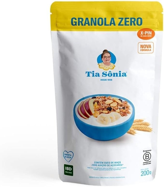 Granola Light 0 Sugar Grape Banana X-Pin 200g Tia Sônia