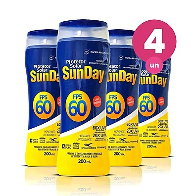 Sunday FPS 60: Proteção Solar Completa (Kit 4)