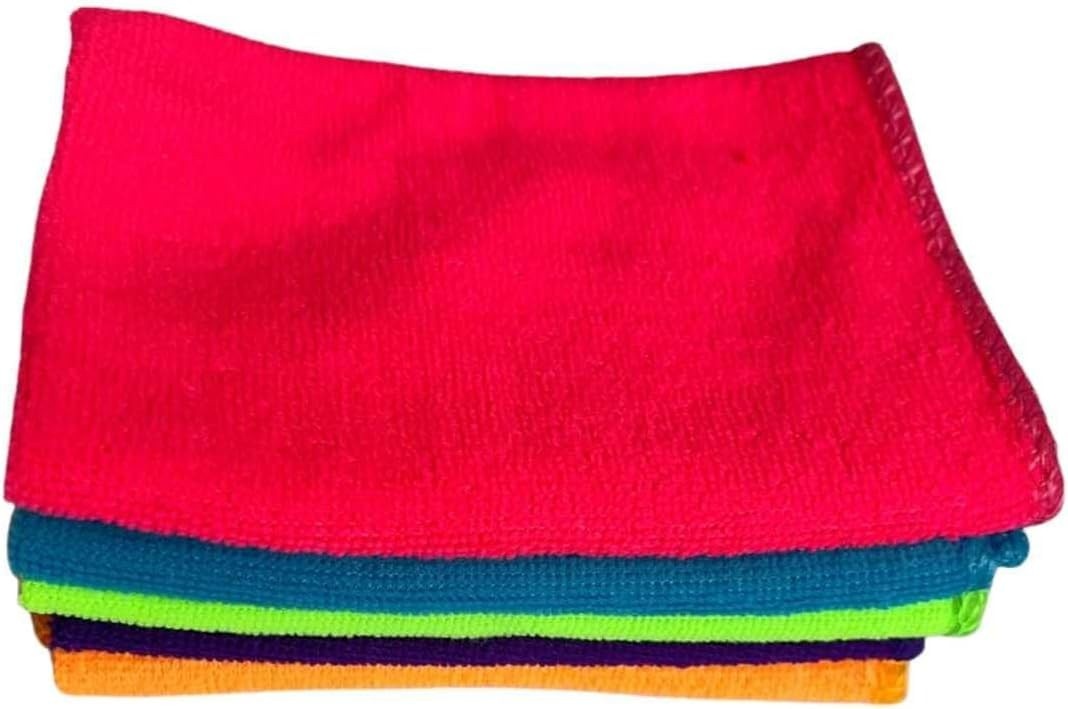 Kit 5 Panos de Microfibra 28x28cm - Super Absorventes, Anti-Risco e Laváveis