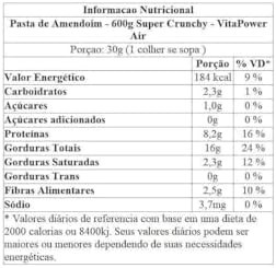 Pasta de Amendoim - 600g Super Crunchy - VitaPower Air