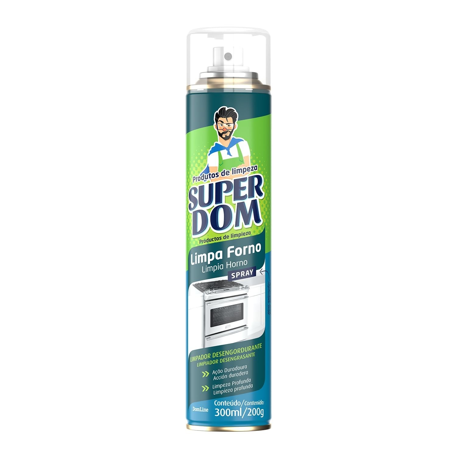 Domline Limpa Forno Super Dom - 6 Unidades de 250ml/150g - Potente Desengordurante para Fornos e Churrasqueiras