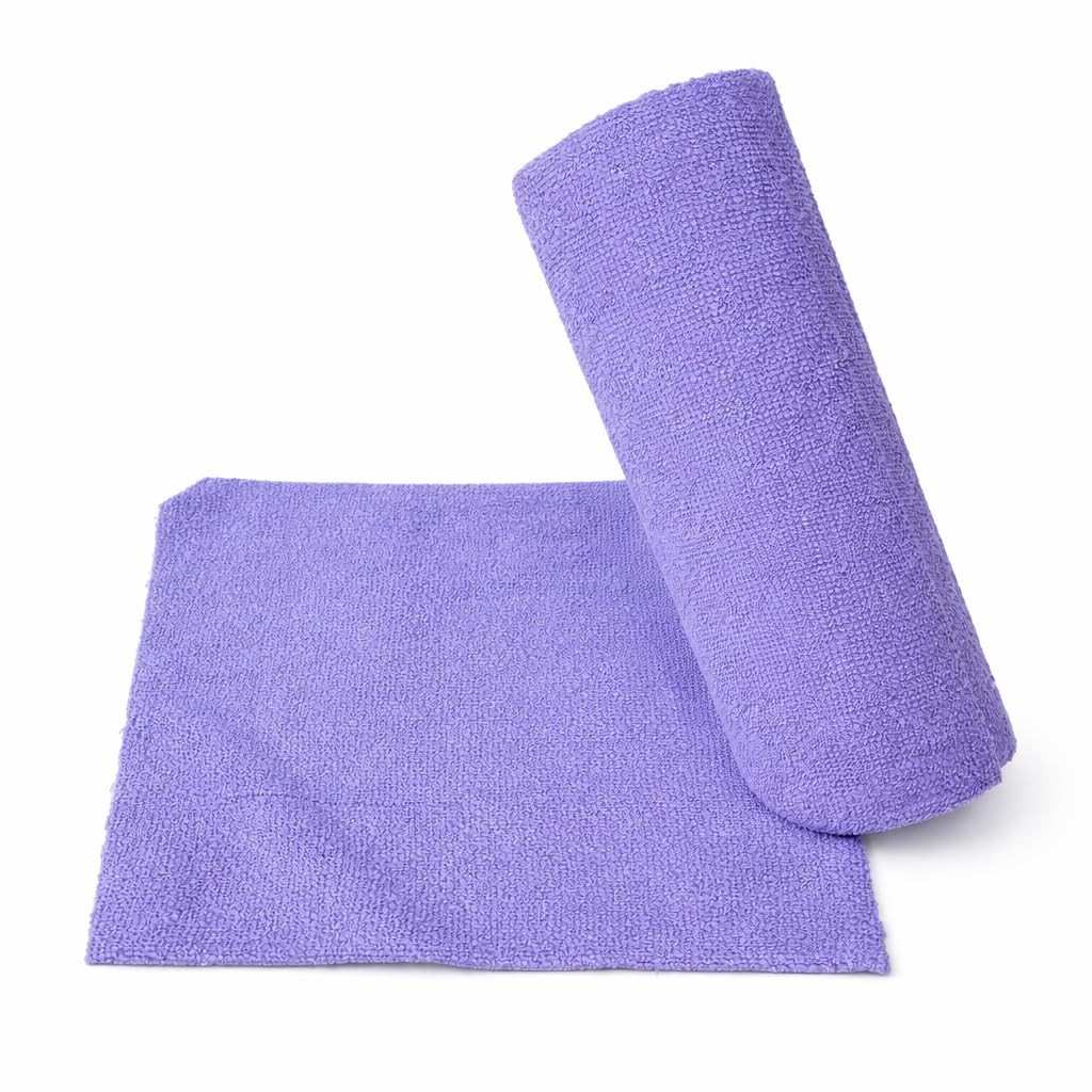 Rolo com 20 Panos de Limpeza em Microfibra 25x25cm - Super Absorvente, Reutilizável e Prático (Roxo)