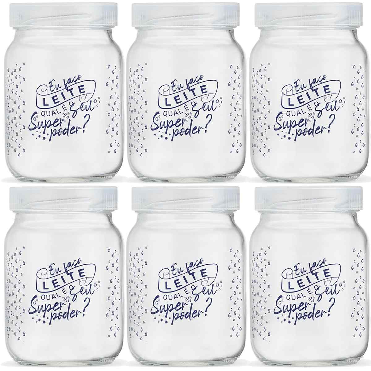 Pote de Vidro para Leite Materno Super Mamãe 200ml - 6 Unidades | Seguro, Livre de BPA e Ideal para Congelamento