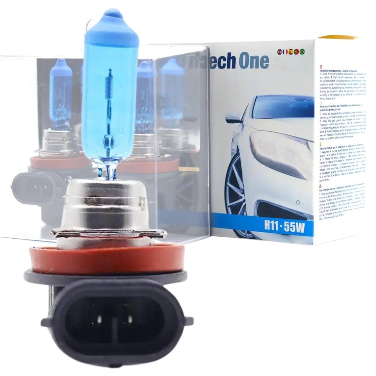 Par de Lâmpadas Super Branca H11 12V 55W: Iluminação Potente e Visibilidade Superior