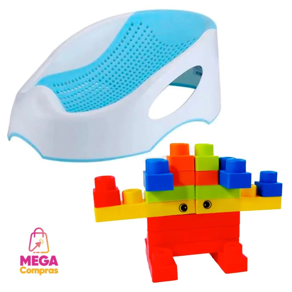 Suporte Banho Bebê + Blocos Montar: Segurança e Diversão!