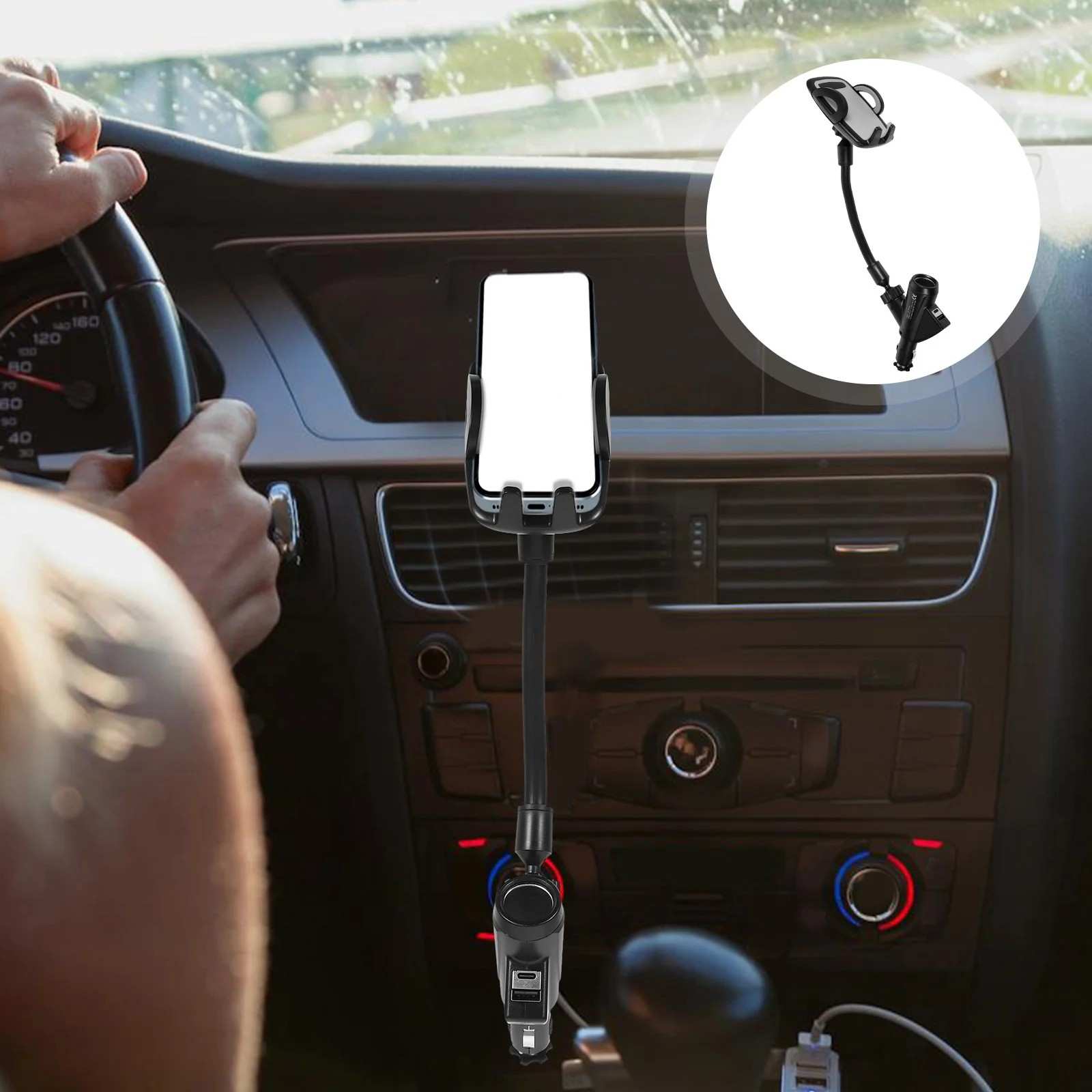 Suporte Celular Carro USB Duplo: Anti-Risco e Firme
