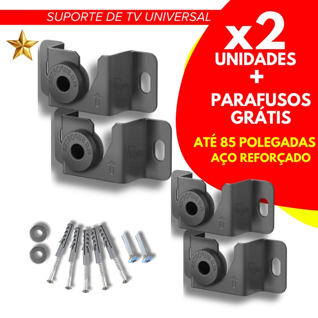 Suporte Fixo para TV 85” – Kit com 2 Unidades de Aço