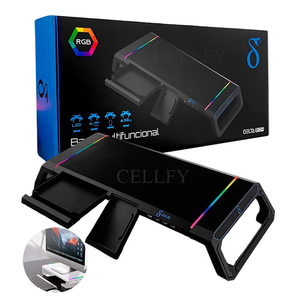 Suporte Gamer RGB Flexível com USB e Iluminação Personalizável