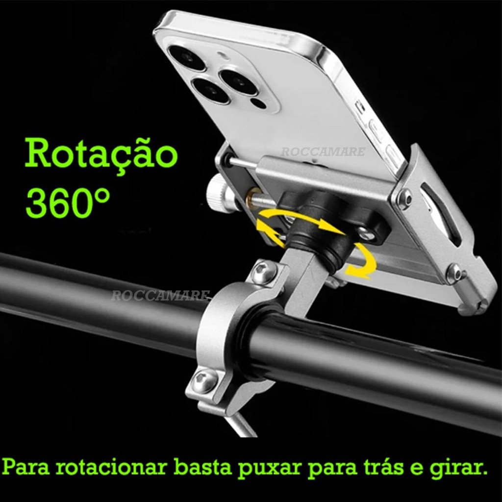 Suporte para Celular de Alumínio Ajustável para Moto e Bicicleta – Seguro e Prático