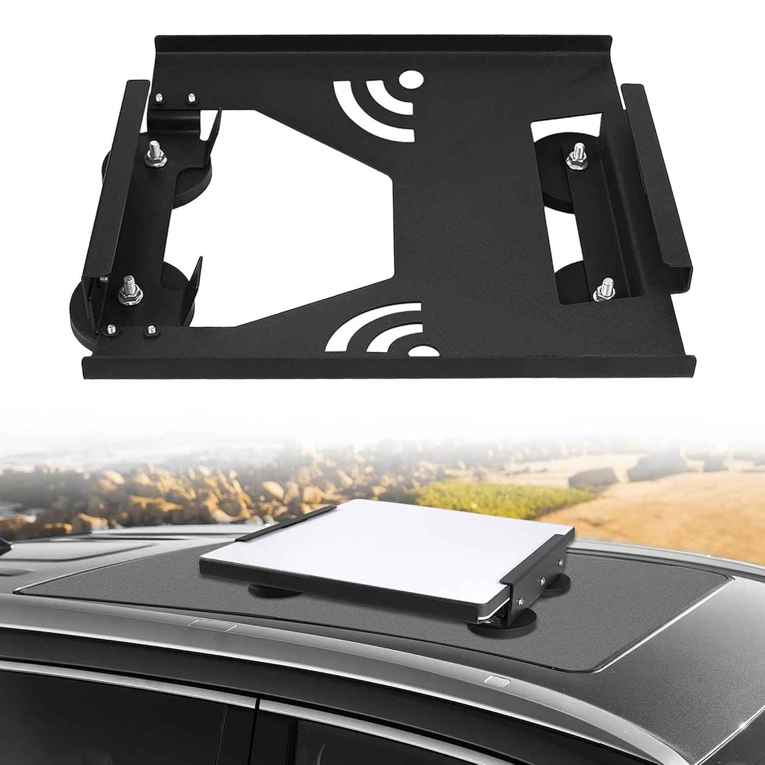 Starlink Mini: Suporte Magnético Plano para Teto, Carros, Trailers, Vans, Barcos e Mais - Preto