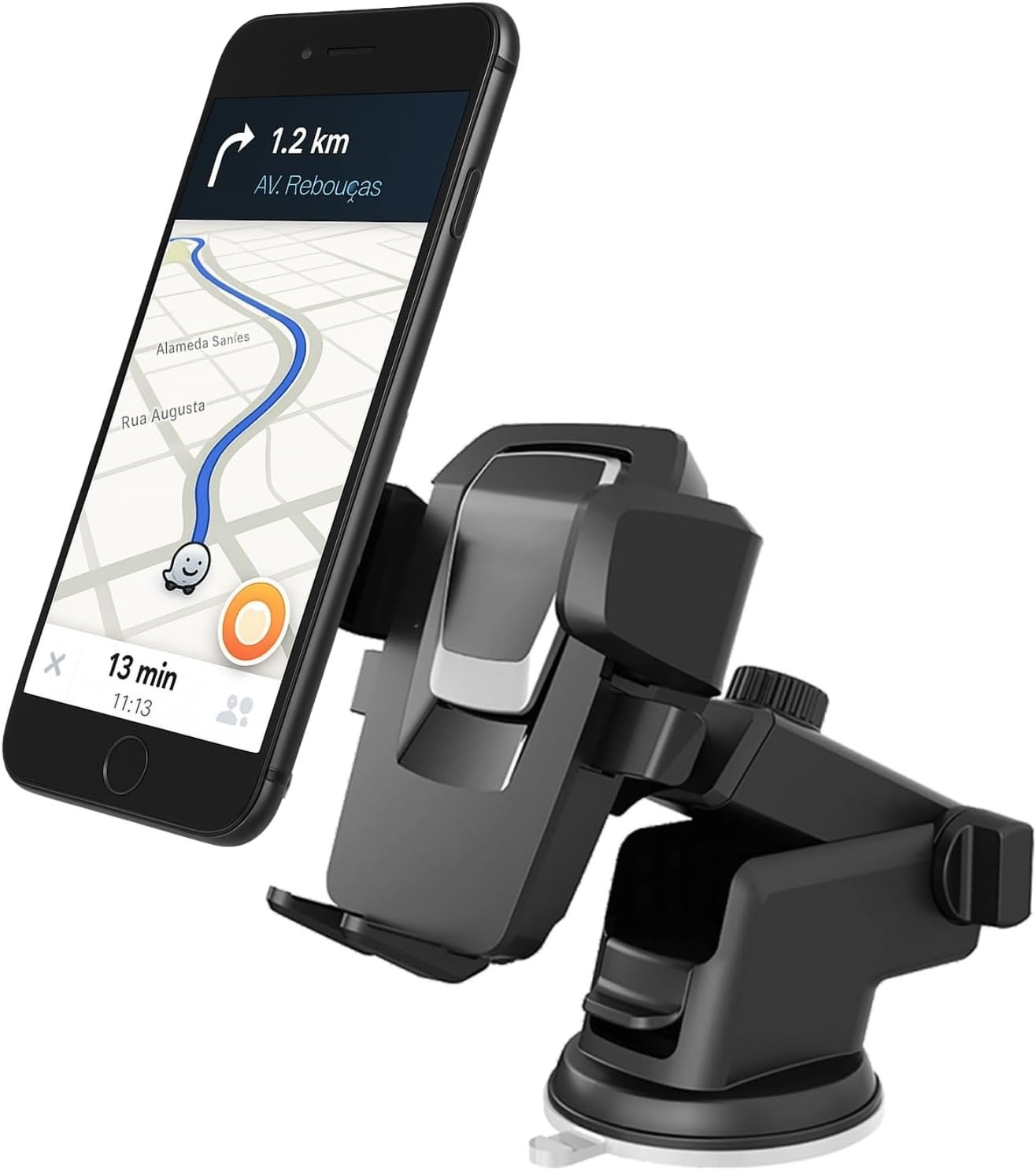 Suporte Veicular Ultra Forte para Celular e GPS: Ventosa Antivibração 360°
