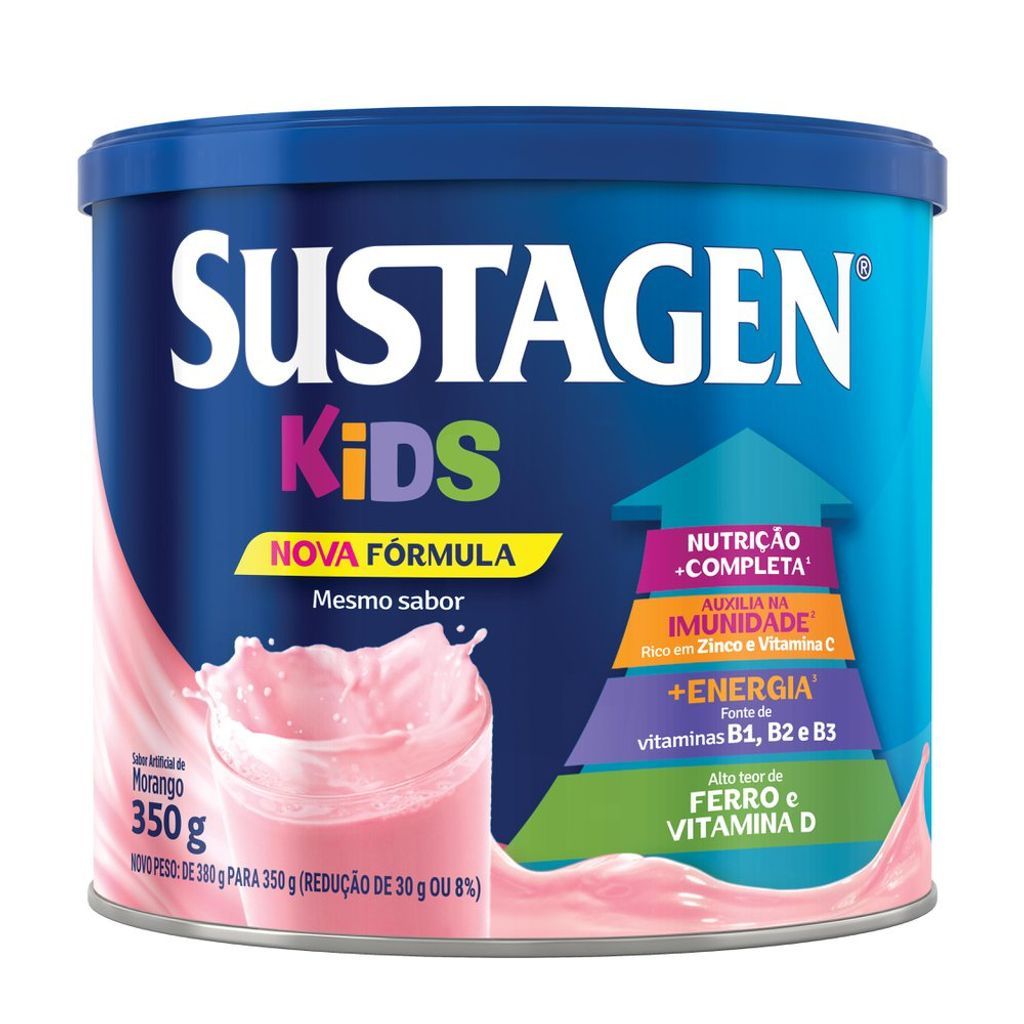 Sustagen Kids Morango 350g: Suplemento que Acelera o Crescimento Saudável