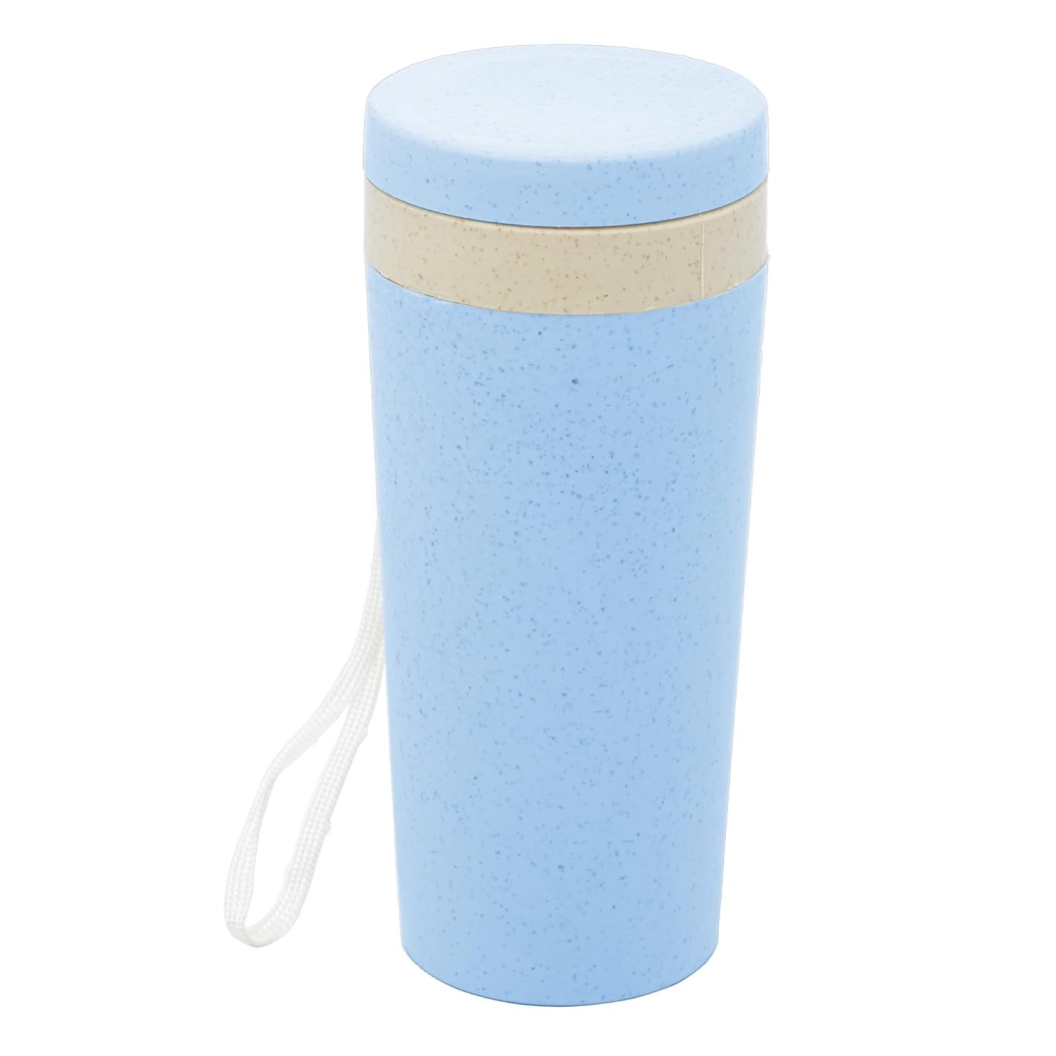 Copo Térmico LYOR de Bambu e PP com Parede Dupla, Alça e Tampa Azul 310ml - Sustentável e Estiloso