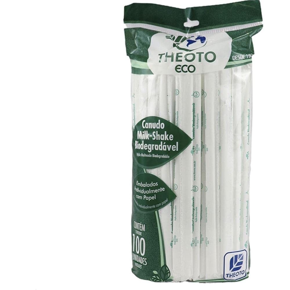 Canudo Biodegradável 8x21cm Milk Shake – Pacote com 100 Unidades | Alternativa Sustentável e Resistente