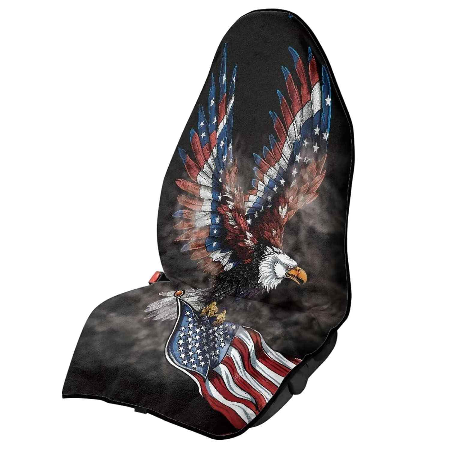 Capa de Assento Yewattles Impermeável com Águia Americana - Proteção Universal para Carro, SUV e Van