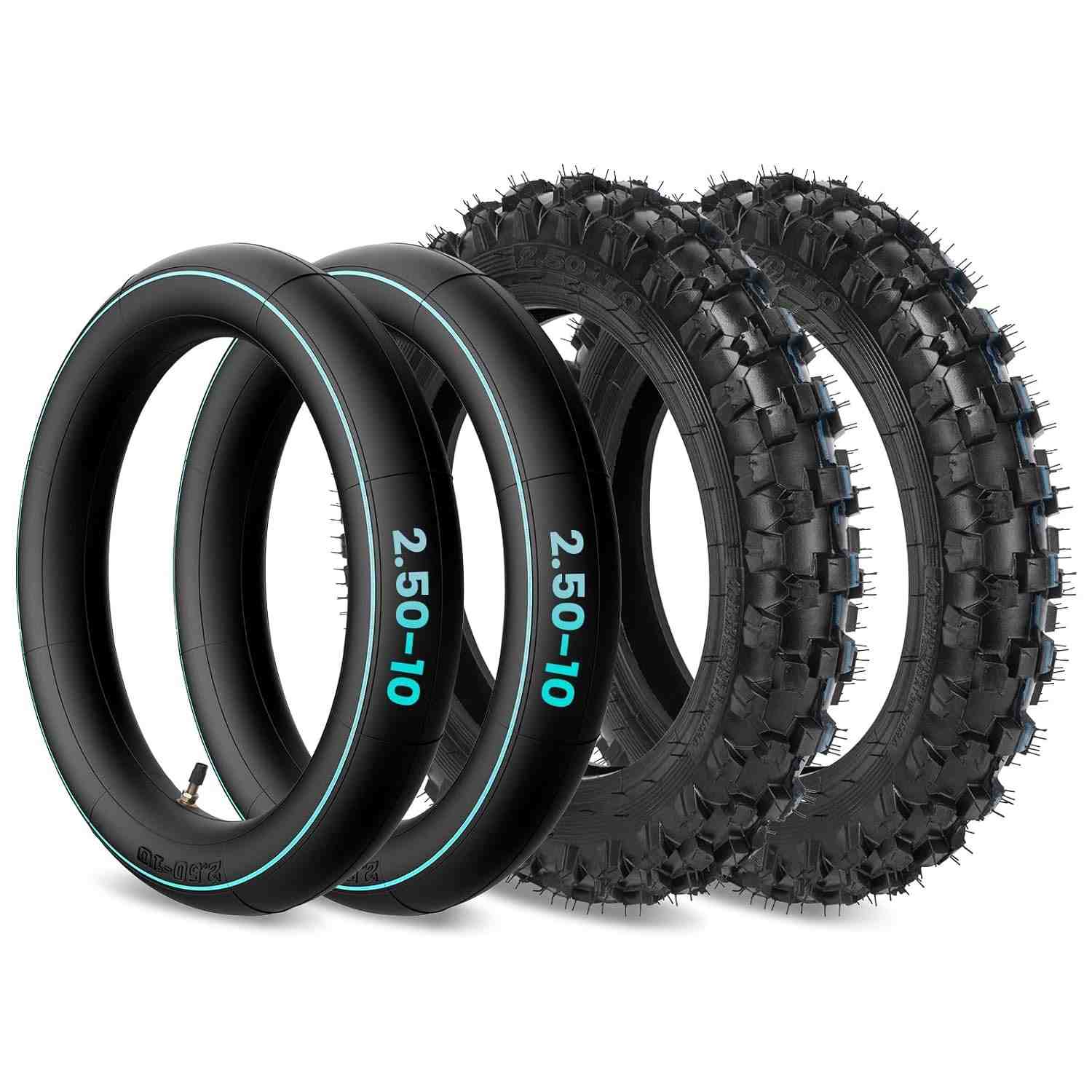 Kit 2 Pneus Off-Road 2.50-10 e Câmaras Resistentes para Motos 50cc/70cc - Honda CRF50/XR50, Suzuki
