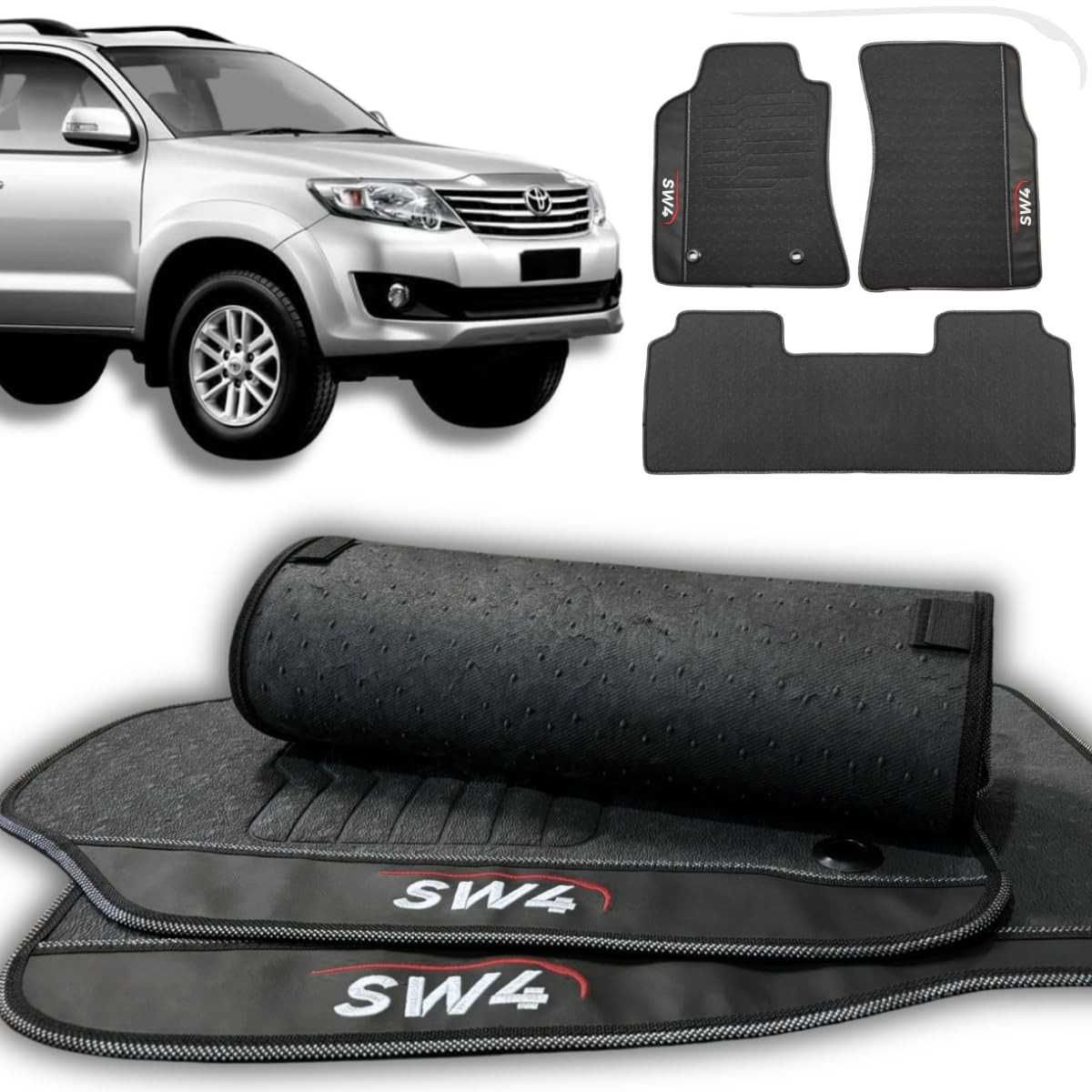 Jogo de Tapetes Emborrachados Premium para Hilux SW4 (2005-2015) - 3 Peças