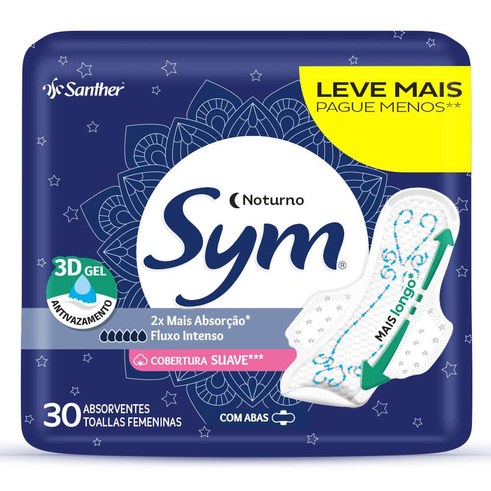 Sym Noturno: Absorvente com Abas para Noites Tranquilas