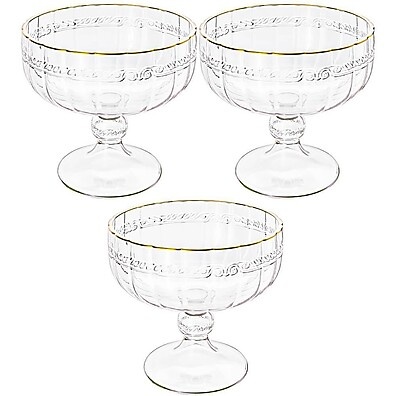 Taças de Sobremesa Cristal Dourado: Elegância em 3 Peças