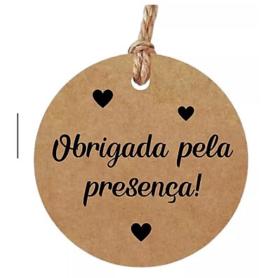 Tag Papel Kraft 4x4 cm com Agradecimento Pronto