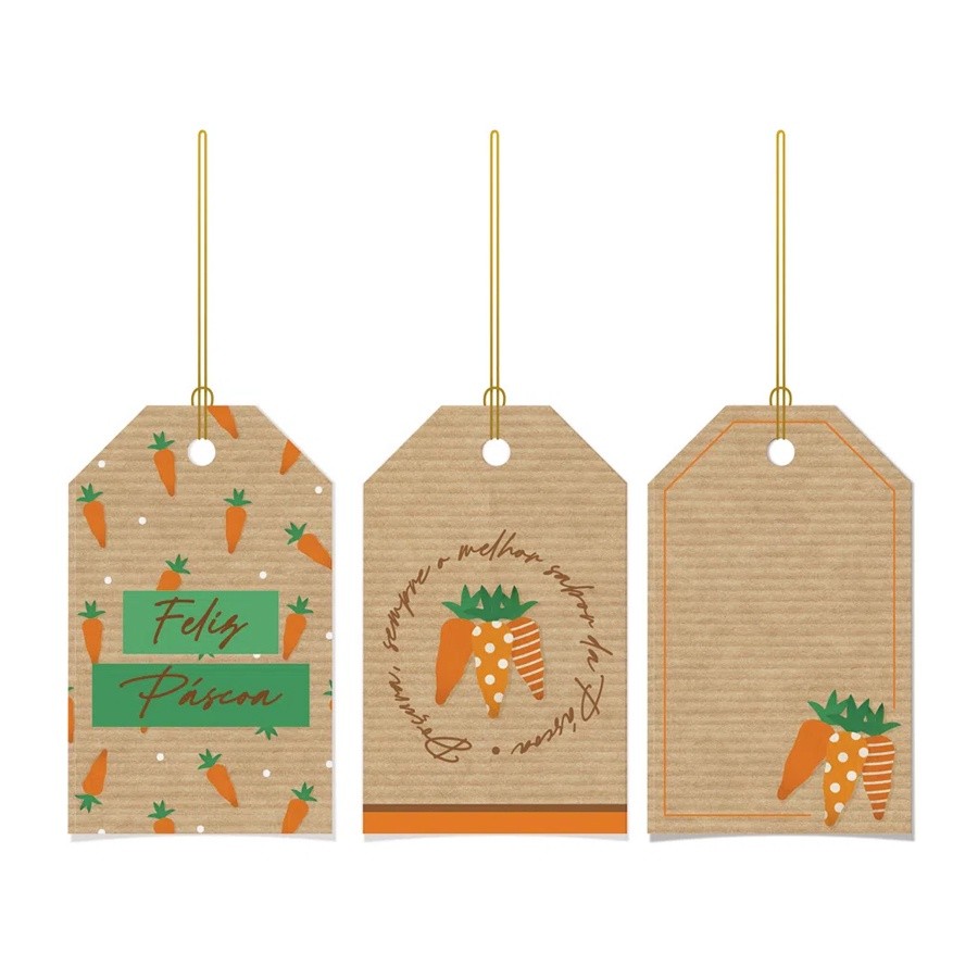 Tags de Páscoa Kraft Cenoura: Decore com Charme!
