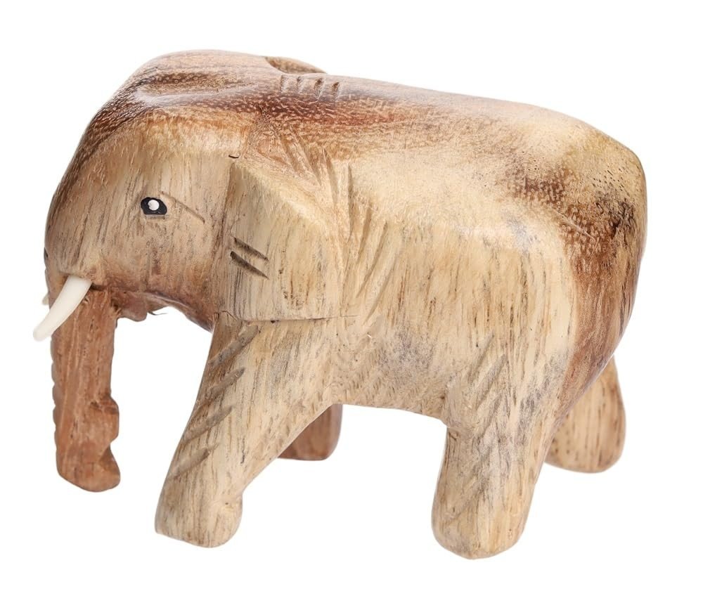 Estátua de Elefante em Madeira Tailandesa Artesanal - Decoração Rústica e Elegante