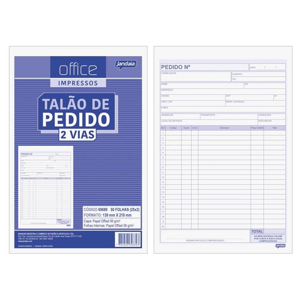 Talão de Pedido 2 Vias: Organize Suas Vendas!