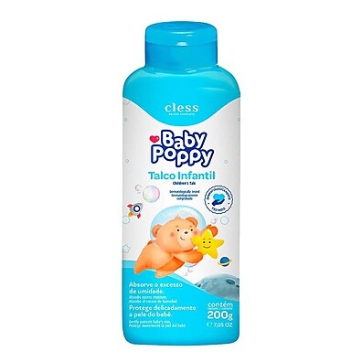 Talco Infantil Poppy 200g: Pele Seca e Protegida