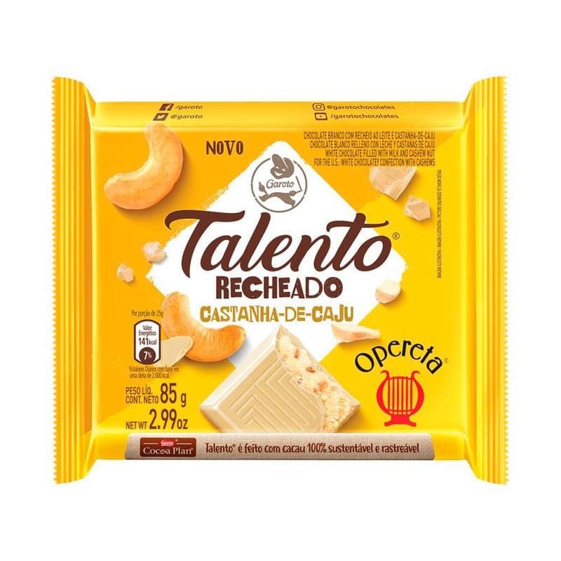 Talento Opereta: Chocolate com Castanha-de-Cajú 85g