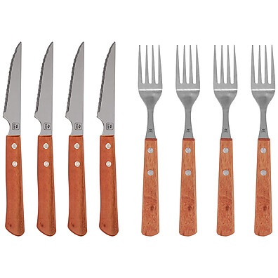 Talheres Churrasco Inox: 8 Peças com Cabo de Madeira Bel