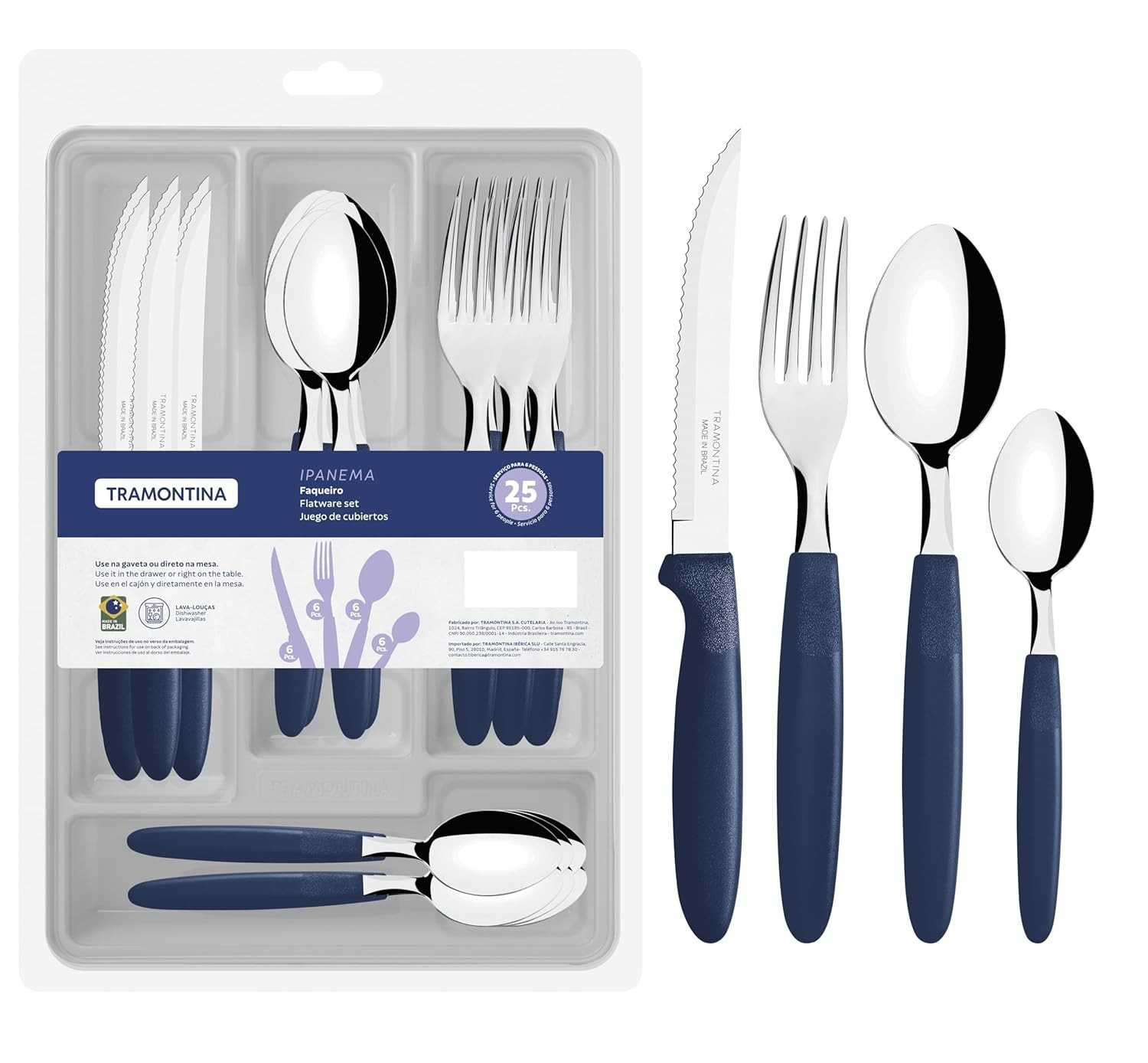 Conjunto de Talheres Ipanema 25 Peças Azul Tramontina - Estilo e Durabilidade na Mesa