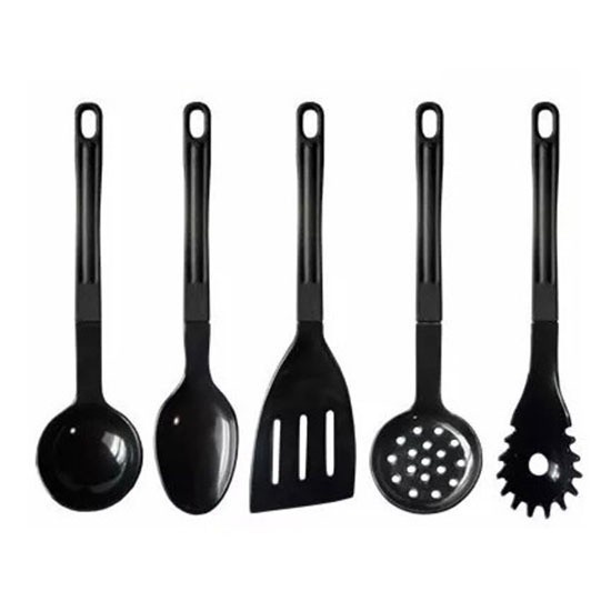 Talheres de Nylon: Kit 5 Peças Preto para Servir