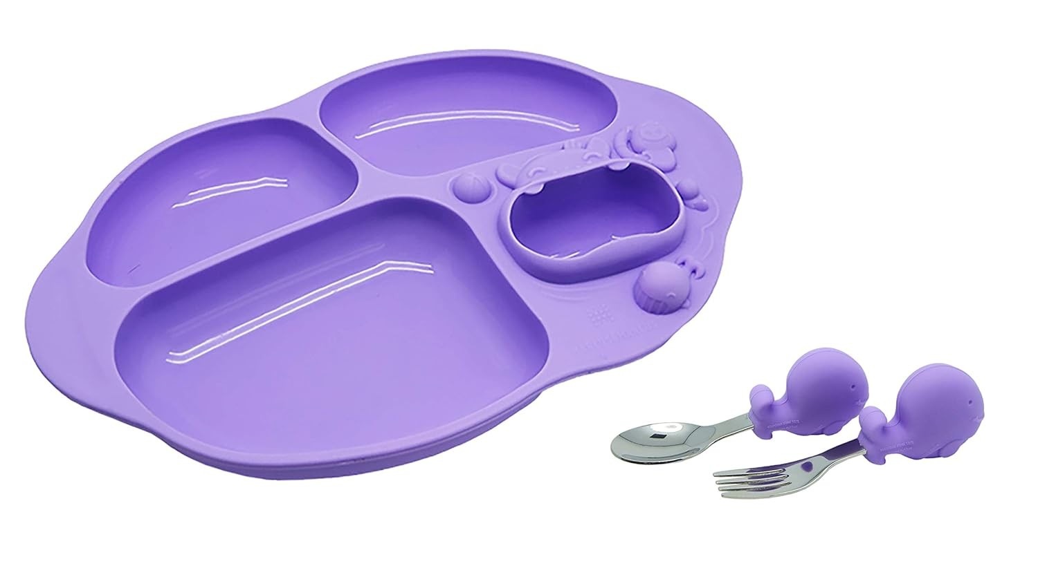 Kit Alimentação Infantil com 4 Divisórias - Talheres Ergonômicos e Prato Sensorial para Desenvolvimento