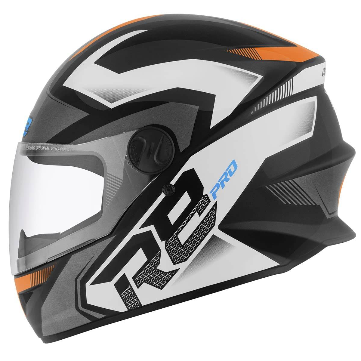 Capacete Fechado Pro Tork R8 Pro Brilhante Preto/Laranja - Segurança e Estilo para Sua Pilotagem (Tam. 56)
