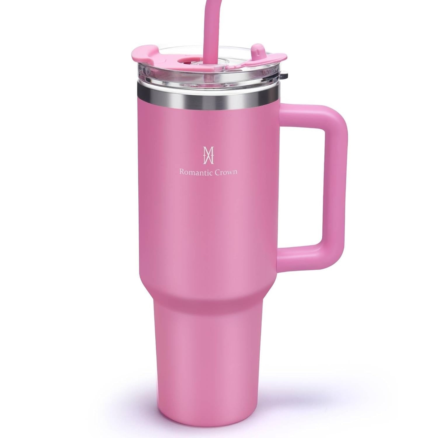 Romantic Crown Copo Térmico com Canudo 1,18L - Aço Inox, Tampa à Prova de Vazamento e Alça Confortável
