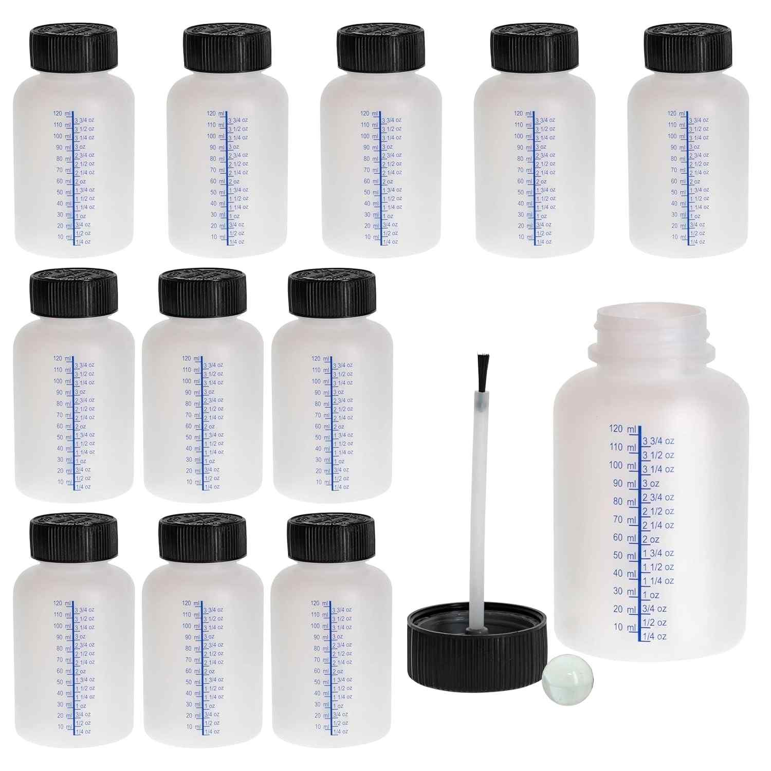 Garrafas de Retoque de Tinta com Pincel e Tampa de Segurança - 12 Unidades 140ml