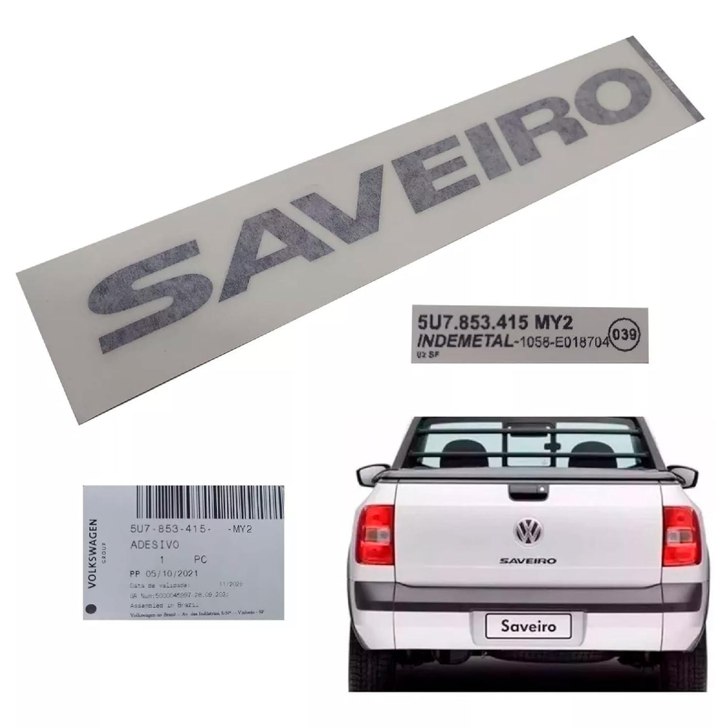 Adesivo Tampa Traseira Saveiro G5 G6 Original Volkswagen - Preto Elegante