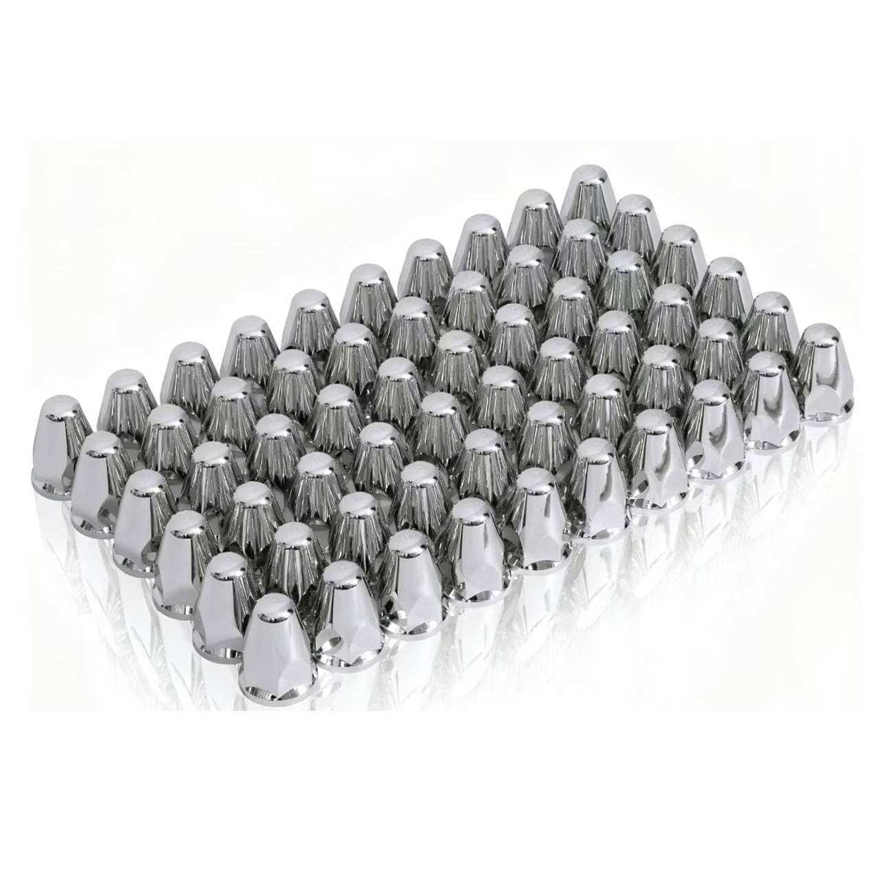 JESONN Tampas de Porca de Roda Cromadas 33mm - Estilo Bala Push-On com Flange (60 Unidades)