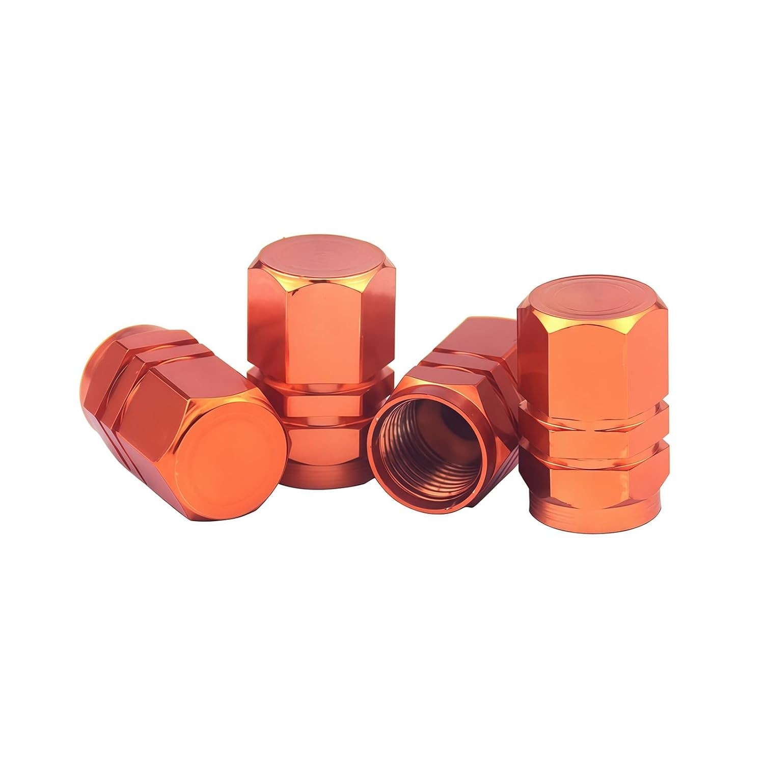 Tampas de Válvula de Pneu em Alumínio Azul Hexagonal (4 Peças) - Proteção Premium para Carro, SUV, Moto e Bike