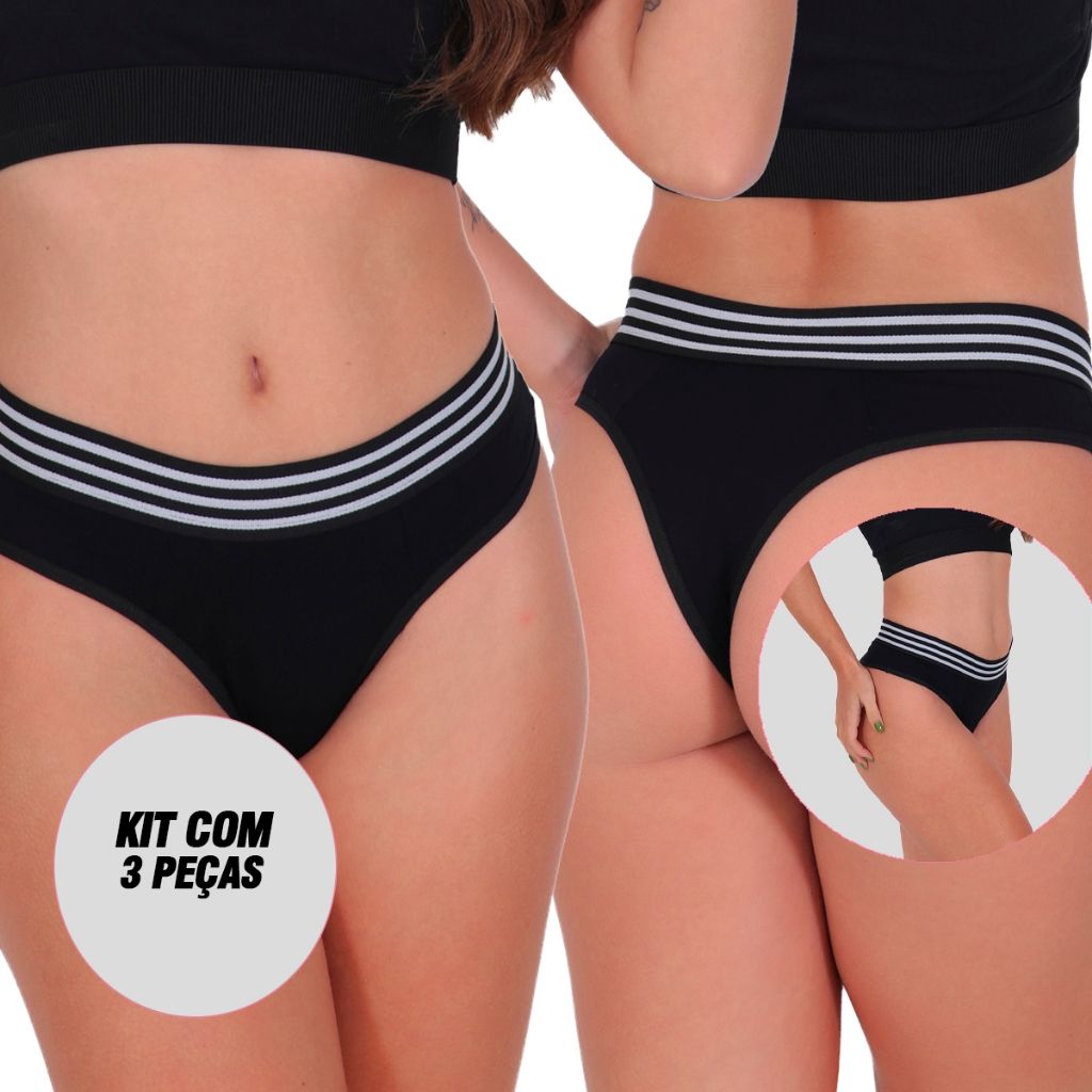 Tanga Algodão Fio Dental: Kit 3 Listras Conforto
