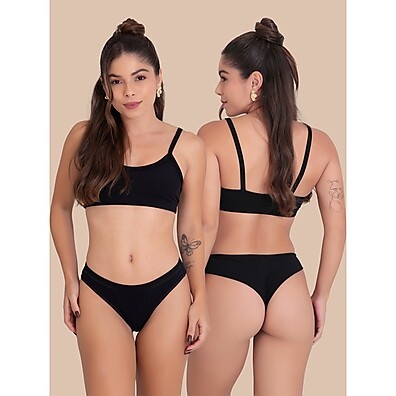 Tanga Fio Duplo: Kit 5 Microfibra Suede Confortável