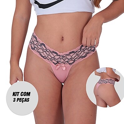 Tanga Lola: Kit 3 Microfibra Sexy e Confortável