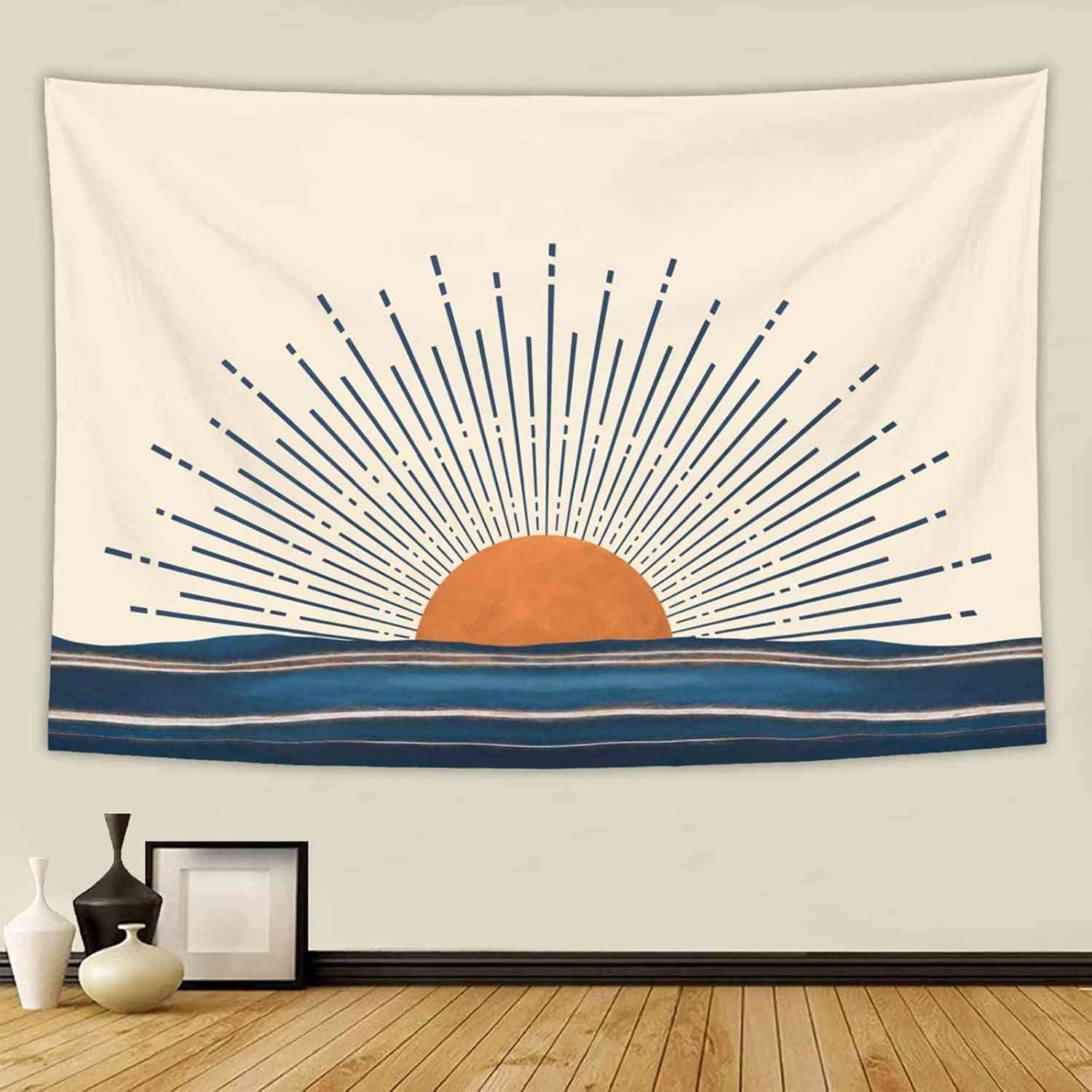Tapeçaria Boho Sun - Decoração de Parede Abstrata com Estética Retrô e Minimalista