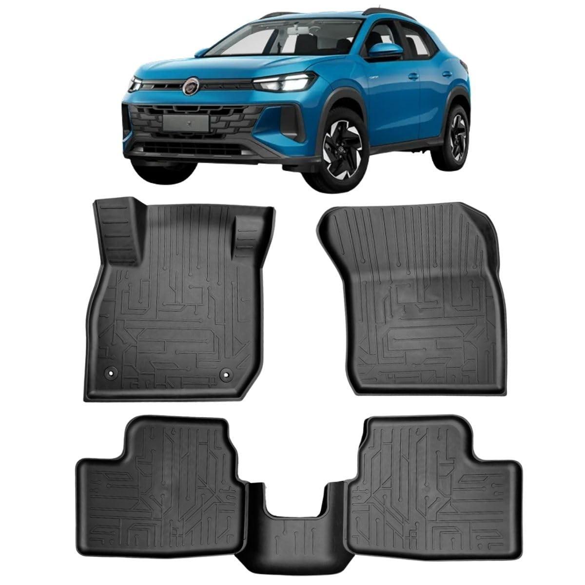 Tapete Bandeja Borracha VW Tera 2025/2026 - Jogo Completo 3mm com Borda Alta