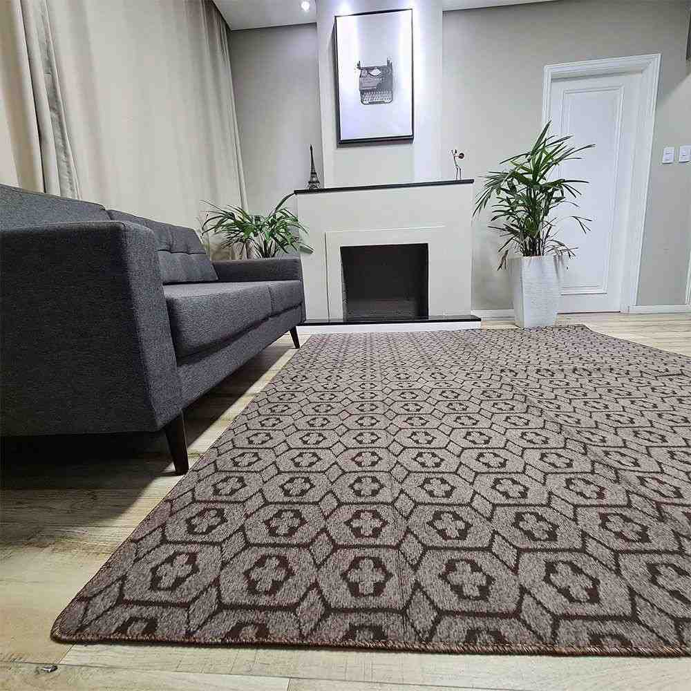 Tapete Geométrico Marrom 2,00x2,50: Elegância para seu Lar